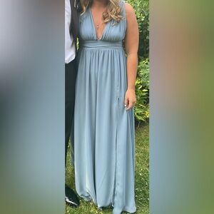 Elegant Light Blue Maxi Dress